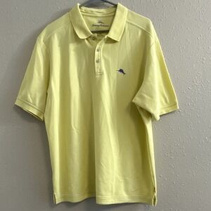 Tommy Bahama Resort Cotton Polo Shirt Yellow Men's Size L Preppycore Golf Beach